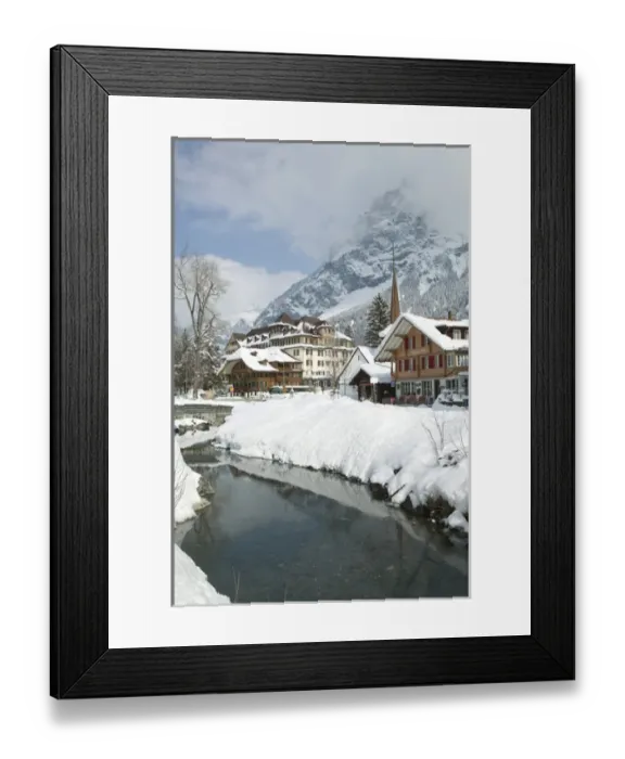 Framed Print : SWITZERLAND-Bern-KANDERSTEG: Kandertal Valley- Town Center  /  Winter