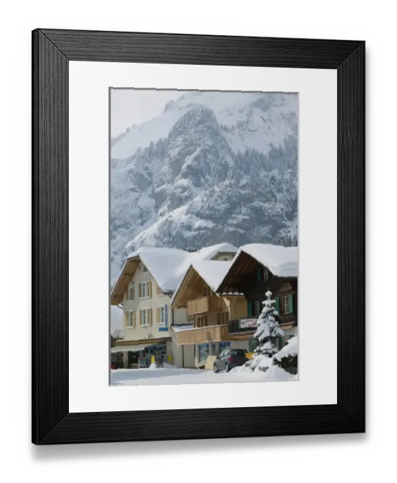 Framed Print : SWITZERLAND-Bern-KANDERSTEG: Kandertal Valley- Ski Chalet / Winter Framed Print : SWITZERLAND-Bern-KANDERSTEG: Kandertal Valley- Ski Chalet / Winter