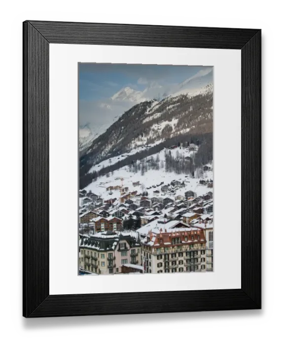 Framed Print : SWITZERLAND-Wallis  /  Valais-ZERMATT: Late Afternoon Town View  /  Winter