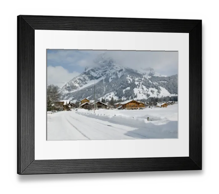 Framed Print : SWITZERLAND-Bern-KANDERSTEG: Kandertal Valley- Snow Covered Road / Winter Framed Print : SWITZERLAND-Bern-KANDERSTEG: Kandertal Valley- Snow Covered Road / Winter