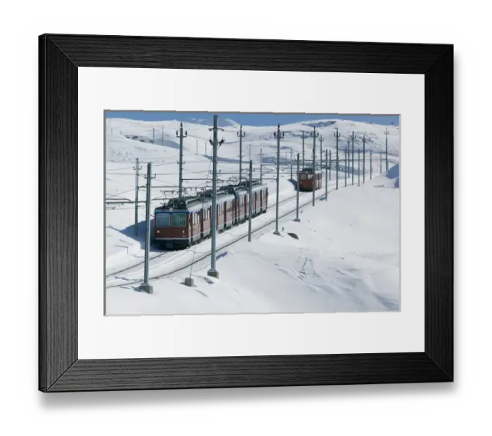 Framed Print : SWITZERLAND-Wallis  /  Valais-ZERMATT: Riffelberg (el. 2582 meters)-Gornergrat Train  /  Winter