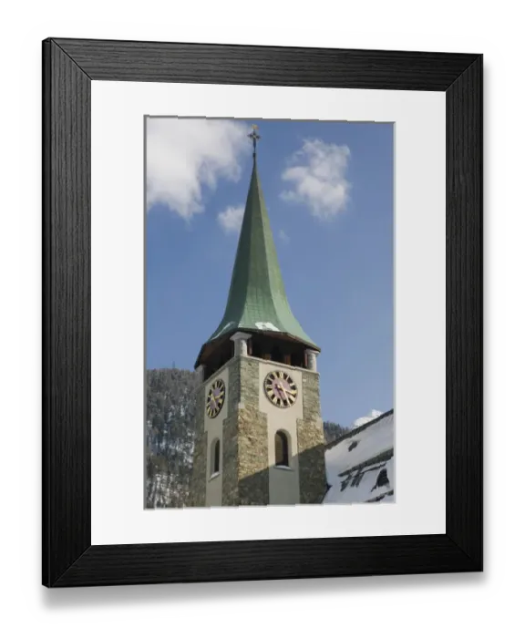 Framed Print : SWITZERLAND-Wallis / Valais-ZERMATT: Town Parish Church / Daytime / Winter Framed Print : SWITZERLAND-Wallis / Valais-ZERMATT: Town Parish Church / Daytime / Winter