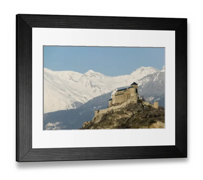 Framed Print : SWITZERLAND-Wallis / Valais-SION: Basilique de Valere (12th century) & Snow Covered Framed Print : SWITZERLAND-Wallis / Valais-SION: Basilique de Valere (12th century) & Snow Covered