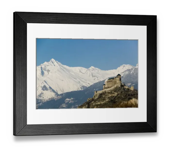 Framed Print : SWITZERLAND-Wallis  /  Valais-SION: Basilique de Valere (12th century) & Snow Covered