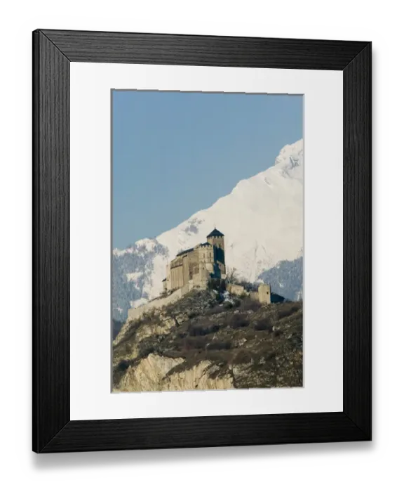 Framed Print : SWITZERLAND-Wallis / Valais-SION: Basilique de Valere (12th century) & Snow Covered Framed Print : SWITZERLAND-Wallis / Valais-SION: Basilique de Valere (12th century) & Snow Covered