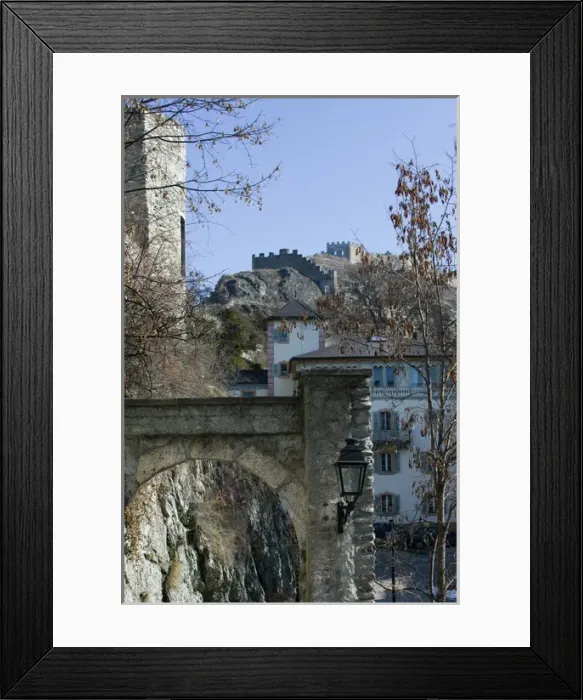 Framed Print : SWITZERLAND-Wallis  /  Valais-SION: Street Detail: Rue des Chateaux Morning  /  Winter