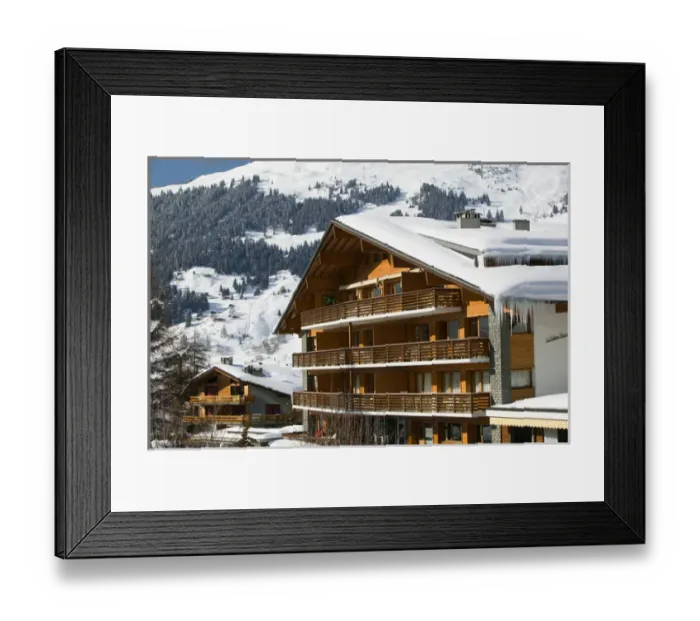 Framed Print : SWITZERLAND-Wallis  /  Valais-VERBIER: Ski Resort  /  Winter Ski Chalet