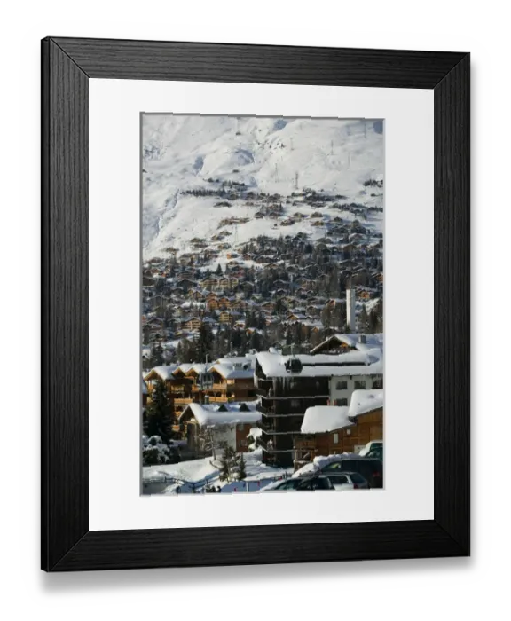 Framed Print : SWITZERLAND-Wallis / Valais-VERBIER: Ski Resort / Winter Town & Ski Chalet View / Daytime Framed Print : SWITZERLAND-Wallis / Valais-VERBIER: Ski Resort / Winter Town & Ski Chalet View / Daytime