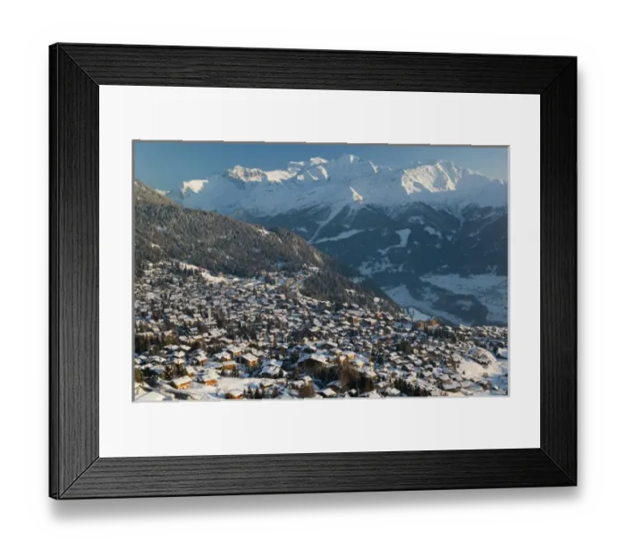 Framed Print : SWITZERLAND-Wallis / Valais-VERBIER: Ski Resort / Winter Town & Ski Chalet View / Daytime Framed Print : SWITZERLAND-Wallis / Valais-VERBIER: Ski Resort / Winter Town & Ski Chalet View / Daytime
