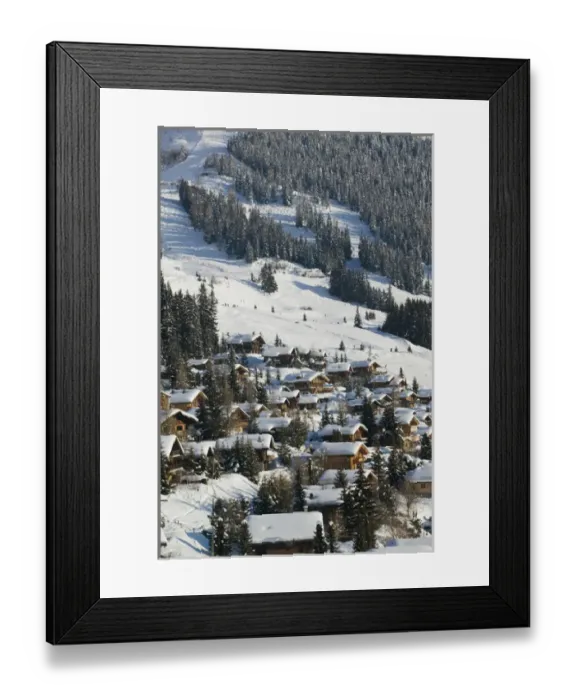 Framed Print : SWITZERLAND-Wallis  /  Valais-VERBIER: Ski Resort  /  Winter Town & Ski Chalet View  /  Daytime