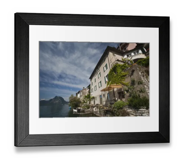 Framed Print : SWITZERLAND, Ticino Canton, Gandria. Lakefront buildings Framed Print : SWITZERLAND, Ticino Canton, Gandria. Lakefront buildings