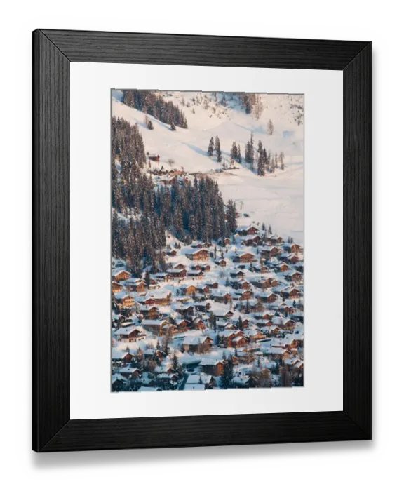 Framed Print : SWITZERLAND-Wallis  /  Valais-VERBIER: Ski Resort  /  Winter Town View & Ski Chalets