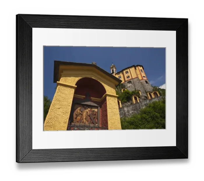 Framed Print : SWITZERLAND, Ticino Canton, Locarno. Madonna del Sasso church and Via Monti della