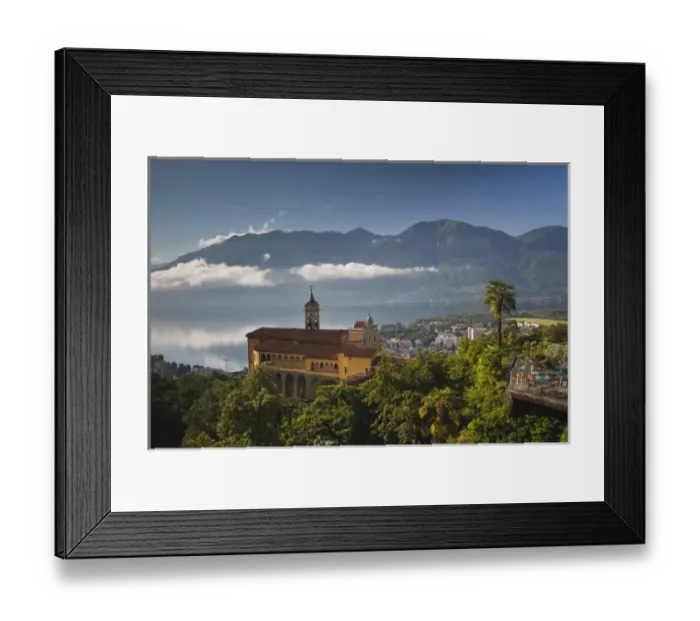 Framed Print : SWITZERLAND, Ticino Canton, Locarno. Madonna del Sasso church, morning Framed Print : SWITZERLAND, Ticino Canton, Locarno. Madonna del Sasso church, morning