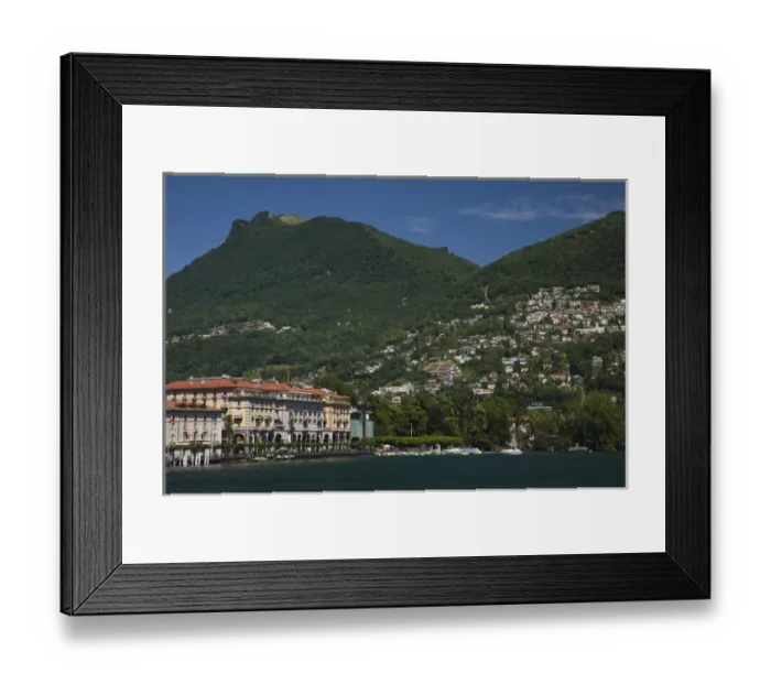 Framed Print : SWITZERLAND, Ticino Canton, Lugano. Town view from Lake Lugano