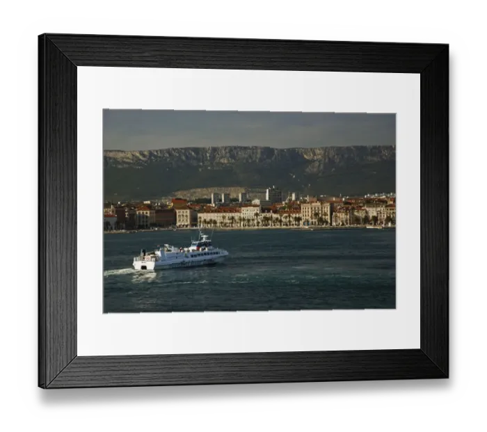 Framed Print : View of Split, Croatia from boat in Adriatic Sea