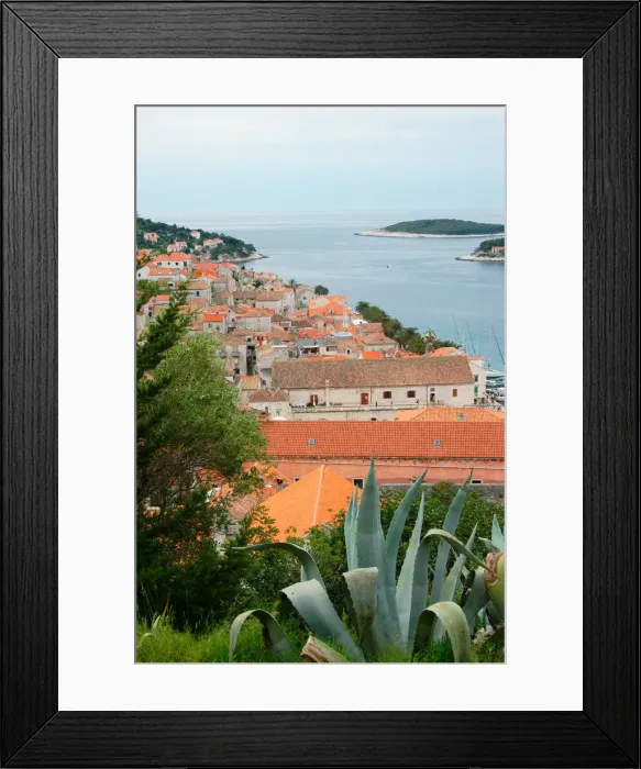 Framed Print : Croatia, Dalmatian Coast, Hvar, view of the town, harbor, boats Framed Print : Croatia, Dalmatian Coast, Hvar, view of the town, harbor, boats