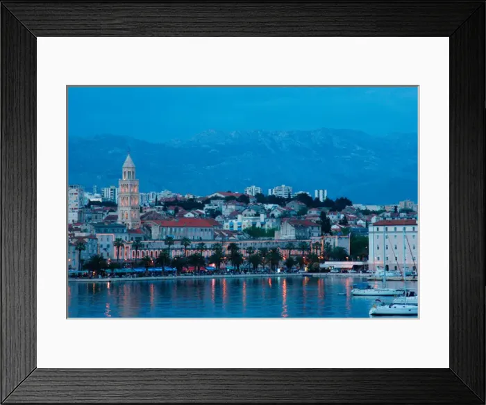 Framed Print : Croatia, Split, view of town and Diocletians Palace from Marjan Hotel near marina