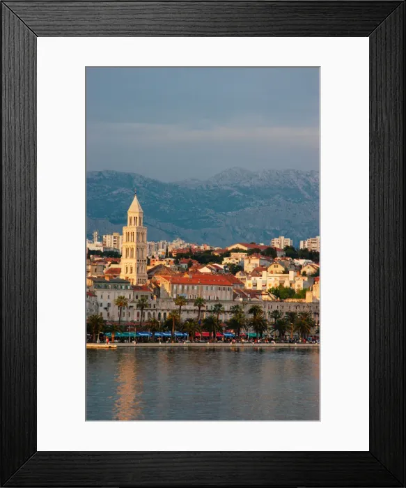 Framed Print : Croatia- Split, view of town and Diocletians ferry from Marjan Hotel near marina