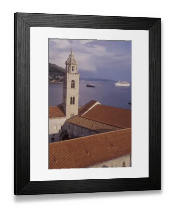 Framed Print : Belltower of the Dominican Monastery at the NE side of Old Town Dubrovnik. Cruise Framed Print : Belltower of the Dominican Monastery at the NE side of Old Town Dubrovnik. Cruise