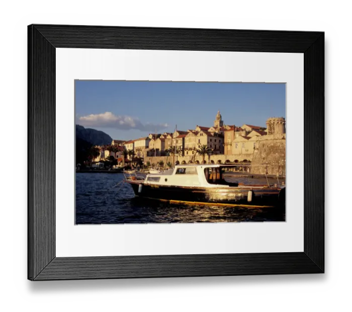 Framed Print : Europe, Croatia, Dalmatia, Korcula. Fishing boat at sunset Framed Print : Europe, Croatia, Dalmatia, Korcula. Fishing boat at sunset