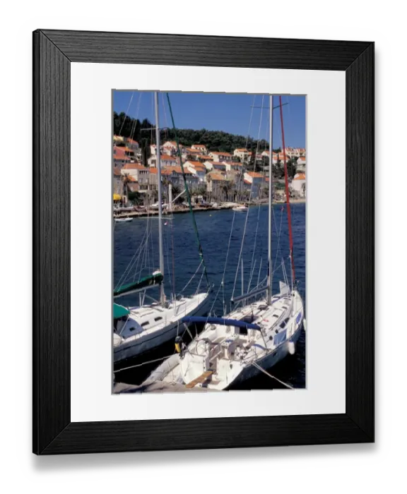 Framed Print : Europe, Croatia, Dalmatia, Korcula. Yachts in harbor Framed Print : Europe, Croatia, Dalmatia, Korcula. Yachts in harbor