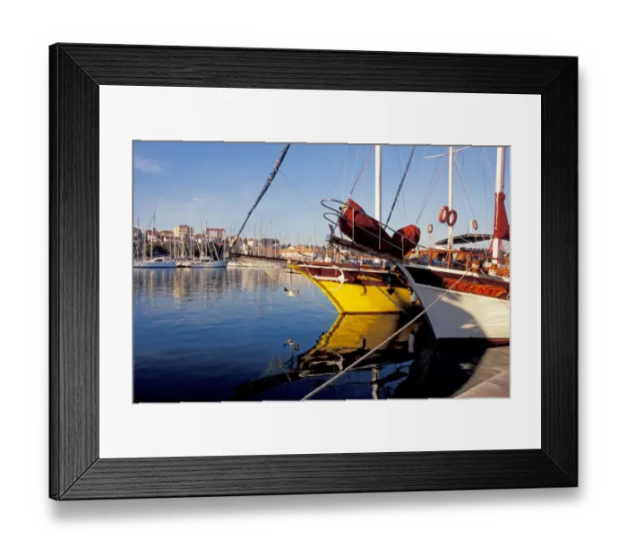 Framed Print : Europe, Croatia, Dalmatia, Trogir. Sailboats at dawn