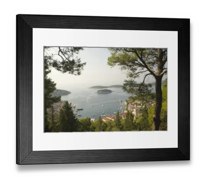 Framed Print : Europe, Croatia, Dalmatia, Hvar Island, Hvar town. View of town, Adriatic Sea