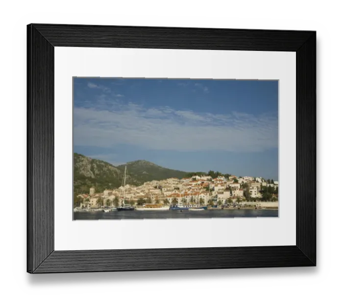 Framed Print : Europe, Croatia, Dalmatia, Hvar Island, Hvar town. Town and harbor with boats Framed Print : Europe, Croatia, Dalmatia, Hvar Island, Hvar town. Town and harbor with boats