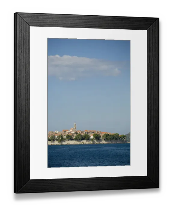 Framed Print : Europe, Croatia, Dalmatia, Korcula Island, Korcula town. View of town from Adriatic Sea Framed Print : Europe, Croatia, Dalmatia, Korcula Island, Korcula town. View of town from Adriatic Sea