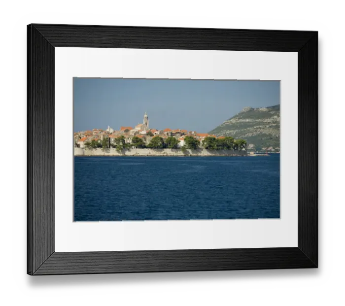 Framed Print : Europe, Croatia, Dalmatia, Korcula Island, Korcula town. View of town from Adriatic Sea Framed Print : Europe, Croatia, Dalmatia, Korcula Island, Korcula town. View of town from Adriatic Sea