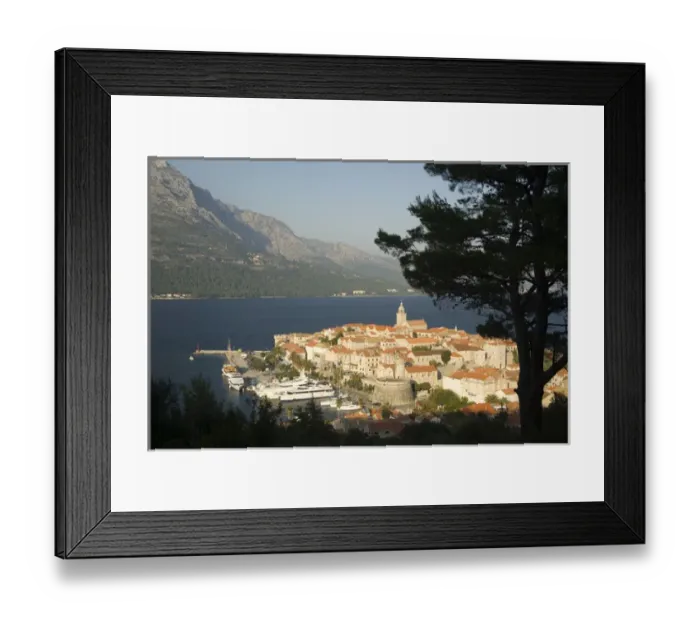 Framed Print : Europe, Croatia, Dalmatia, Korcula Island, Korcula town. View of town and Adriatic Sea Framed Print : Europe, Croatia, Dalmatia, Korcula Island, Korcula town. View of town and Adriatic Sea