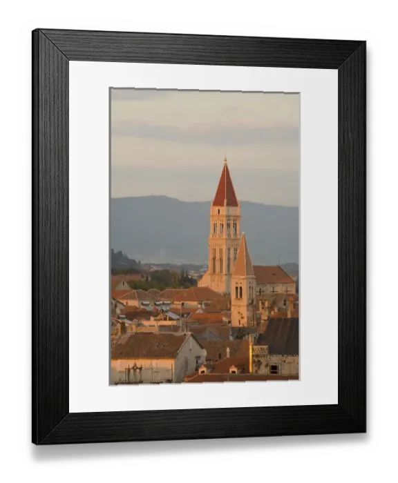 Framed Print : Europe, Croatia, Dalmatia, Trogir, a UNESCO World Heritage site. Red tile roofs