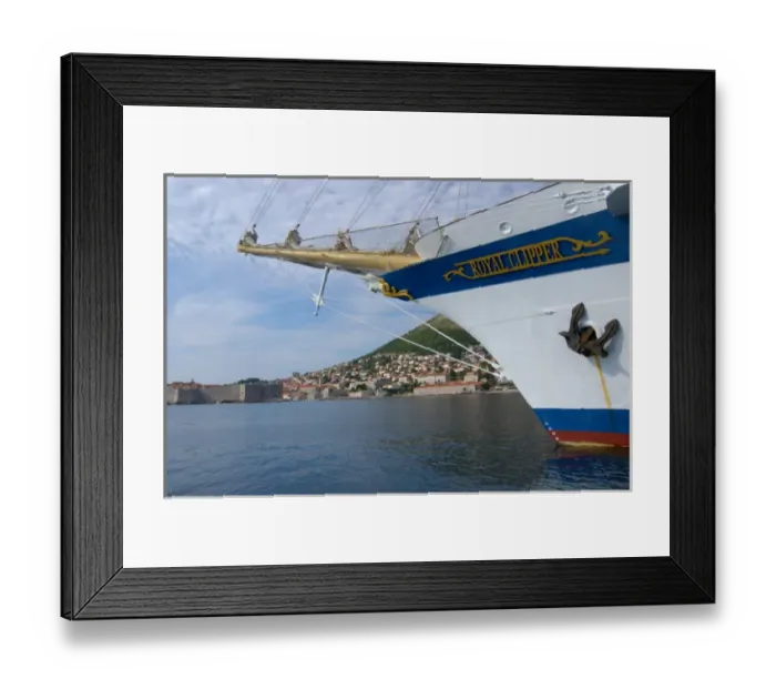 Framed Print : 05. Croatia, Dubrovnik, Royal Clipper in harbor with view of Old Town Framed Print : 05. Croatia, Dubrovnik, Royal Clipper in harbor with view of Old Town
