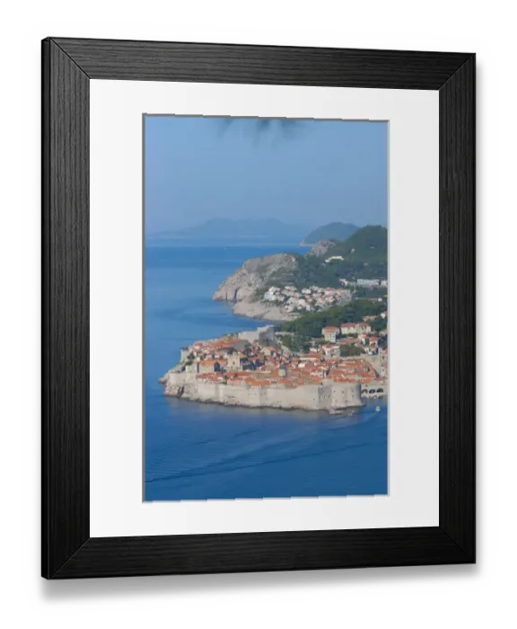 Framed Print : 05. Croatia, Dubrovnik, aerial view of Medieval walled city