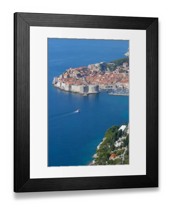 Framed Print : 05. Croatia, Dubrovnik, aerial view of Medieval walled city