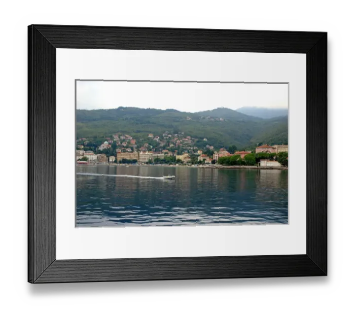 Framed Print : 05. Croatia, Opatija, sea view of downtown area
