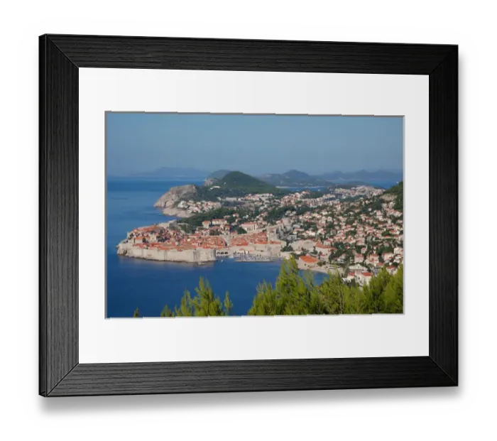 Framed Print : 05. Croatia, Dubrovnik, aerial view of Medieval walled city