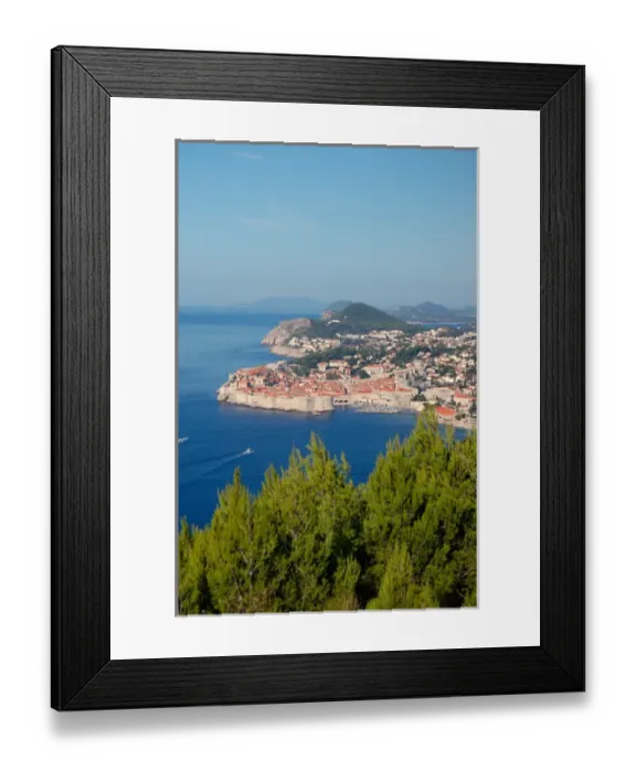 Framed Print : 05. Croatia, Dubrovnik, aerial view of Medieval walled city