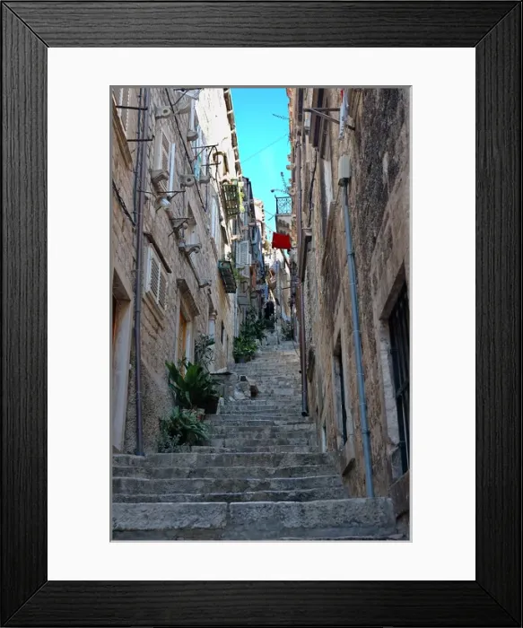 Framed Print : 05. Croatia, Dubrovnik, residential area off main street, Old Town Framed Print : 05. Croatia, Dubrovnik, residential area off main street, Old Town