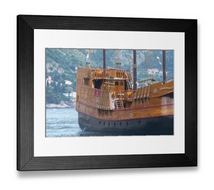 Framed Print : The Karaka 16 century galleon replica boat in the old harbour Dubrovnik, old city