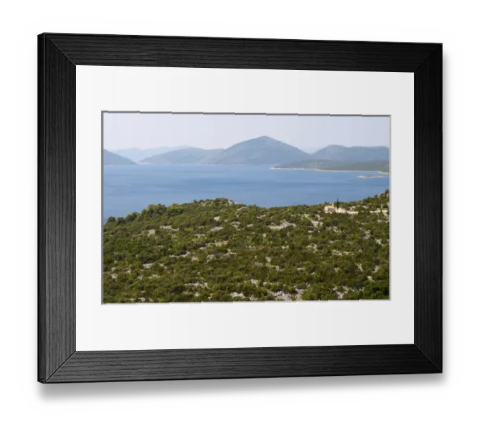 Framed Print : A small chapel overlooking the sea on the coast. A single cypress tree. Dry arid hill side Framed Print : A small chapel overlooking the sea on the coast. A single cypress tree. Dry arid hill side