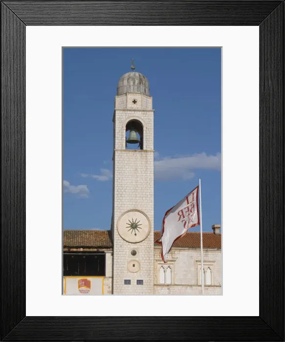 Framed Print : The Clock tower and loggia loge Luza on the central square. Detail of solar clock