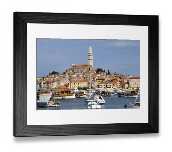 Framed Print : CROATIA. ROVINJ. General view with St. Euphemia Church. Istrian Peninsula