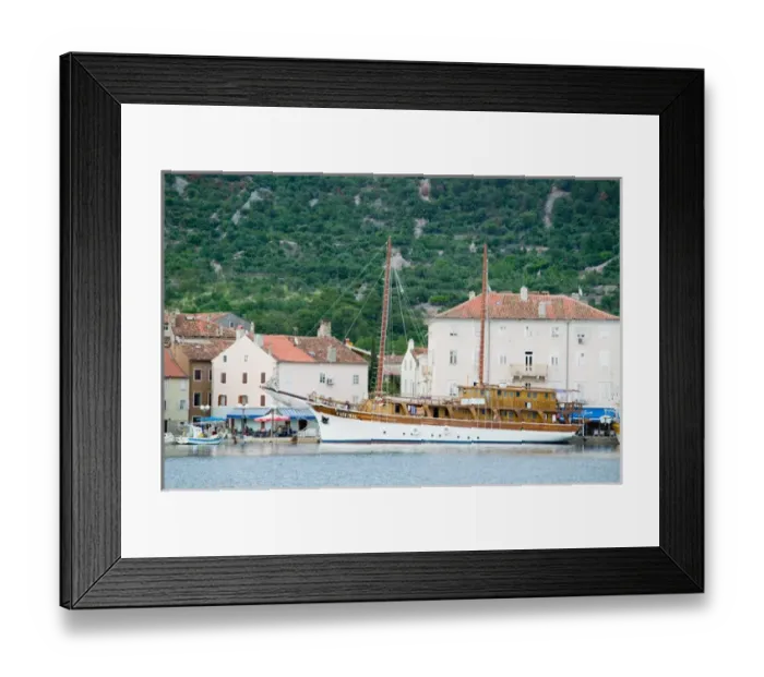 Framed Print : Cres harbour, cres, croatia, eastern europe. balkan, europe Framed Print : Cres harbour, cres, croatia, eastern europe. balkan, europe