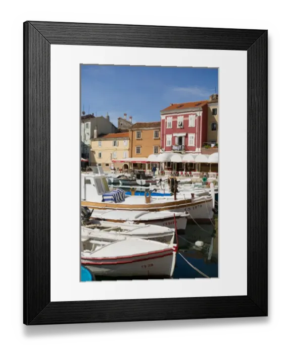 Framed Print : fishingboats in harbour, cres, croatia, eastern europe. balkan, europe
