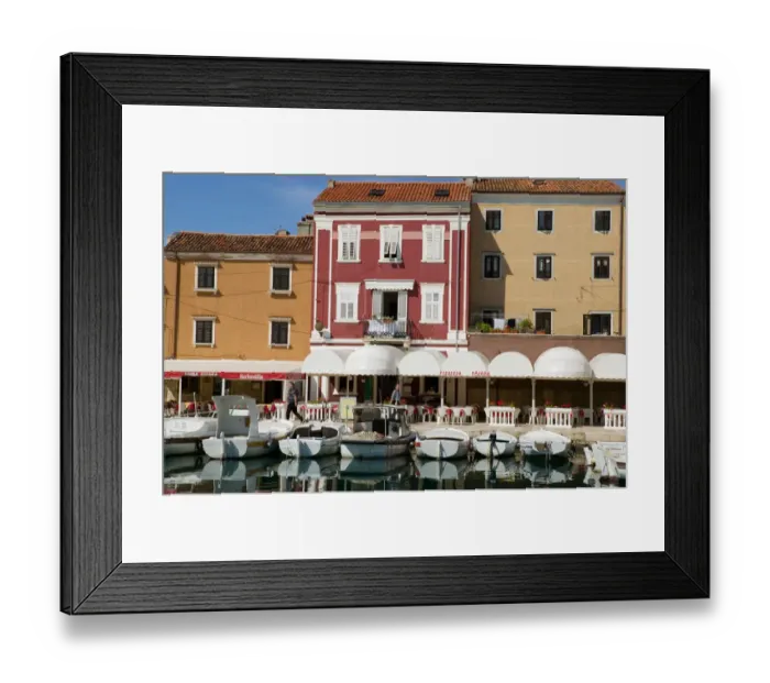 Framed Print : fishingboats in harbour, cres, croatia, eastern europe. balkan, europe Framed Print : fishingboats in harbour, cres, croatia, eastern europe. balkan, europe