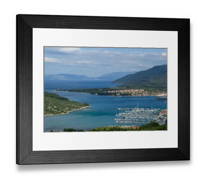 Framed Print : view of Cres marinna and town, cres, croatia, eastern europe. balkan, europe Framed Print : view of Cres marinna and town, cres, croatia, eastern europe. balkan, europe