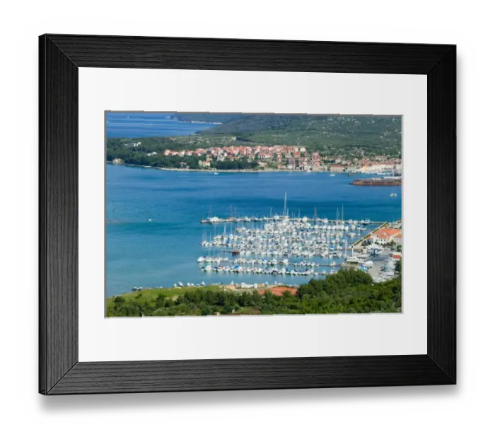 Framed Print : view of Cres marinna and town, cres, croatia, eastern europe. balkan, europe Framed Print : view of Cres marinna and town, cres, croatia, eastern europe. balkan, europe