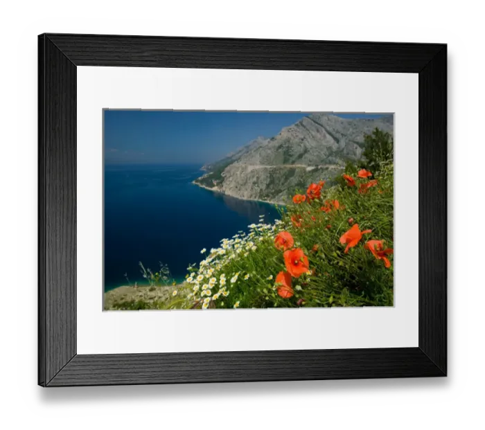 Framed Print : view of coastline, dalmatia, croatia, eastern europe. balkan, europe